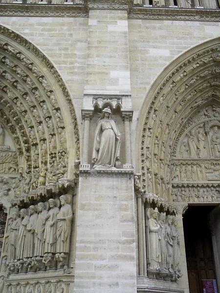Exterior facade of the Cathedral of Notre Dame, Paris, France