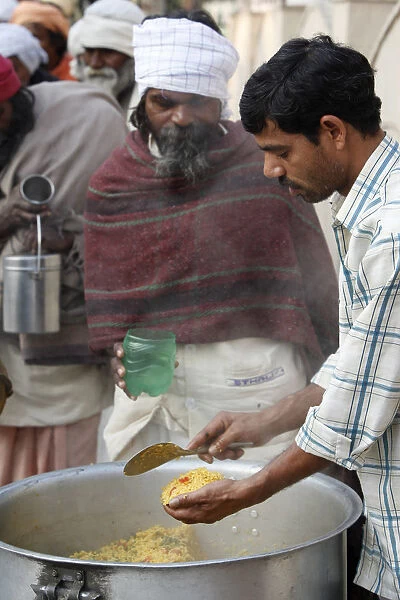 Food distribution during the Kumbh Mela in Haridwar