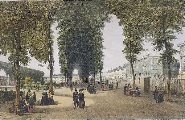 France, Paris, Jardin des Plantes (Paris Botanical Garden), engraving