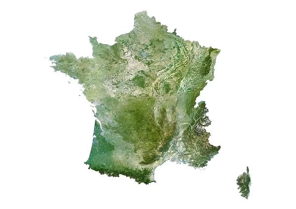 France, Relief Map With Region Boundaries