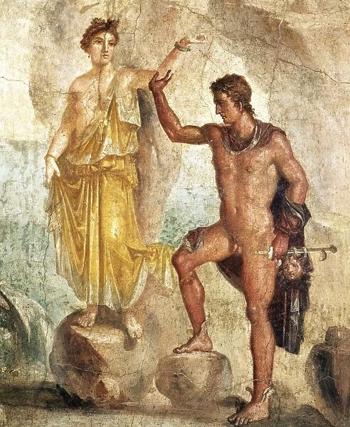 Fresco depicting Perseus and Andromeda, painting on plaster, 120x98 cm, from House of Dioscuri at Pompei, Italy
