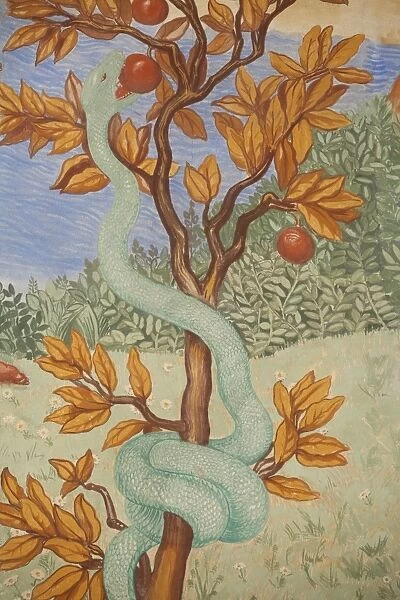Detail of a fresco showing the garden of Eden