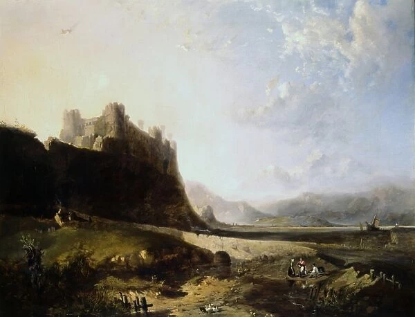 Harlech Castle, Wales. By John Wright Oakes (1820-1887) English landscape painter