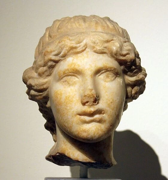 Head of female statue, marble, from area of Vromousa