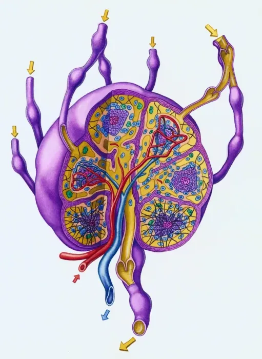 Framed Print : Lymph Node Print with Highlighted Tissue Types Framed Print : Lymph Node Print with Highlighted Tissue Types