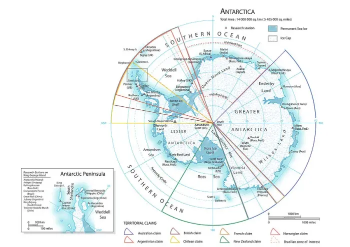 Framed Print : Antarctica Map Print Framed Print : Antarctica Map Print