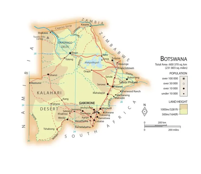 Framed Print : Botswana Map Print Framed Print : Botswana Map Print