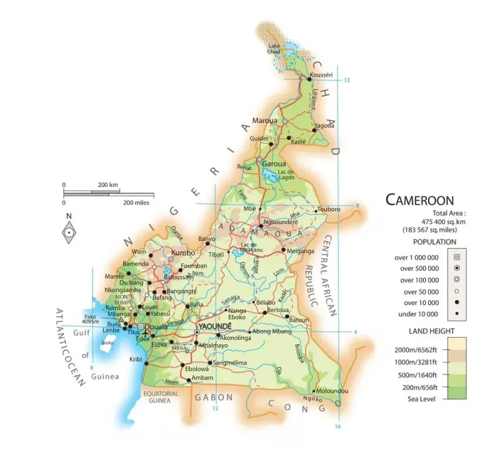 Framed Print : Cameroon Map Print (Illustrations 1) Framed Print : Cameroon Map Print (Illustrations 1)