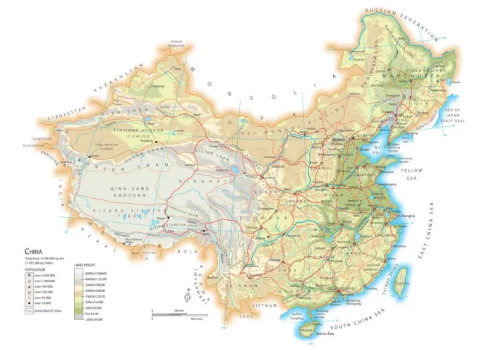 Framed Print : China Map Print Framed Print : China Map Print