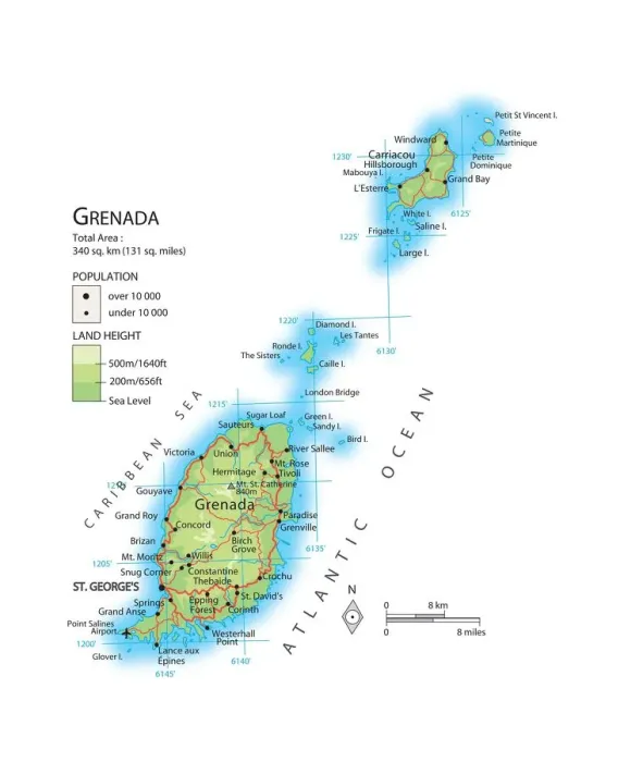 Framed Print : Grenada Map Print