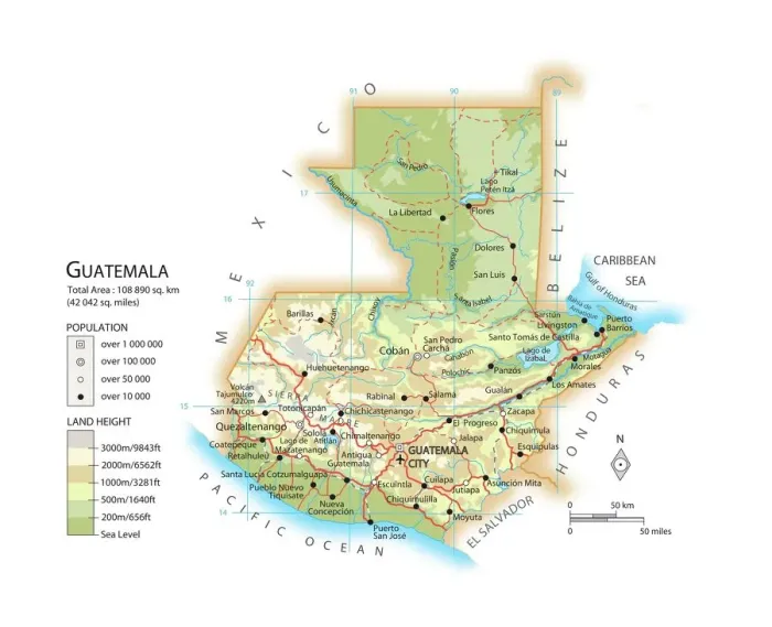 Framed Print : Guatemala Map Print Framed Print : Guatemala Map Print
