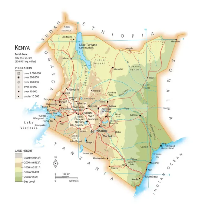 Framed Print : Kenya Map Print Framed Print : Kenya Map Print