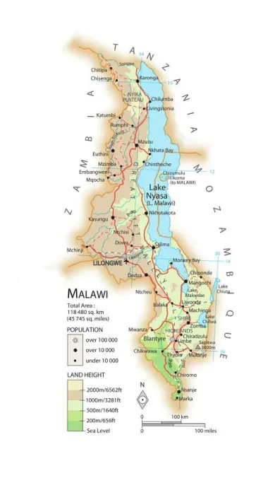 Framed Print : Malawi Map Print Framed Print : Malawi Map Print