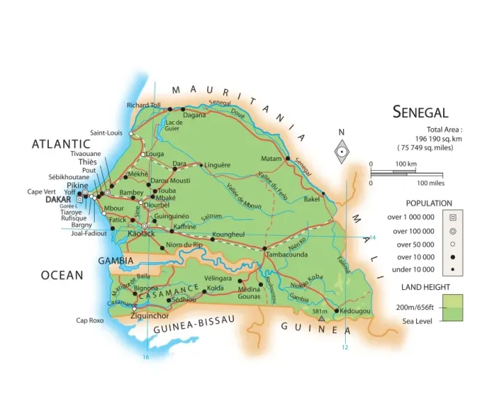 Framed Print : Senegal Map Print