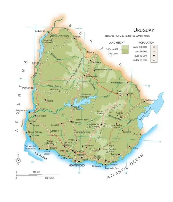 Framed Print : Uruguay Map Print (Illustrations 1) Framed Print : Uruguay Map Print (Illustrations 1)