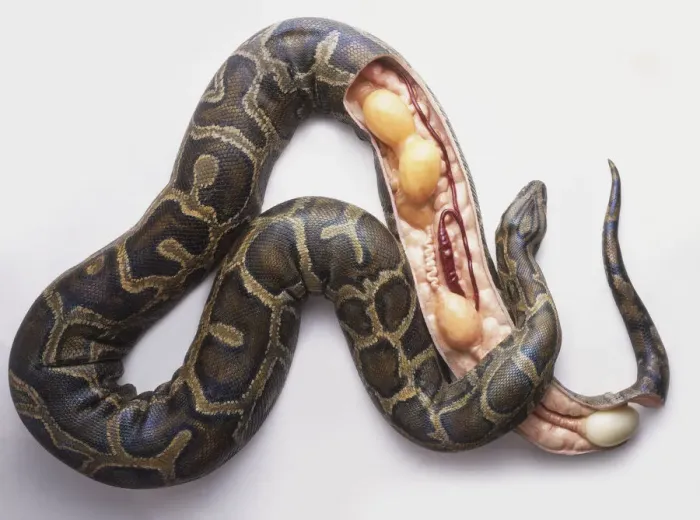 Framed Print : Burmese Python Laying Eggs Cross-Section Print Framed Print : Burmese Python Laying Eggs Cross-Section Print