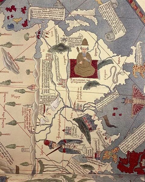 Indus and Ganges river, China and Japan, detail from a planisphere, engraving, 1457