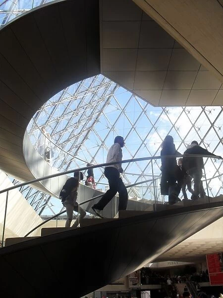 Interior of the Louvre Pyramid at the Louvre museum, Paris France. Designed by I