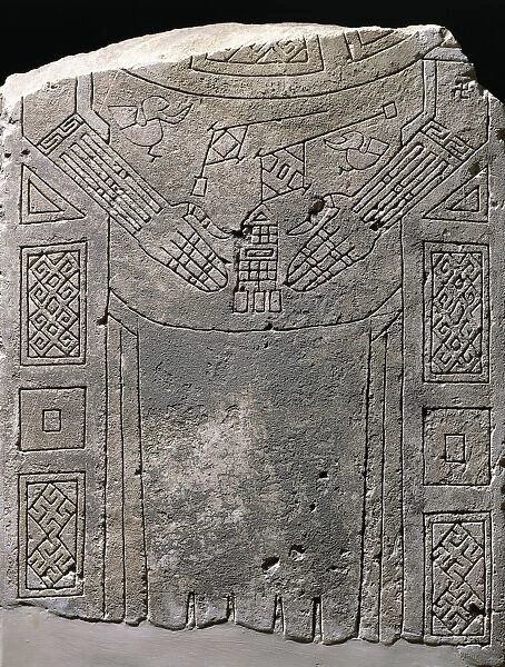 Italy, Apulia, Daunian stele, engraved gloves and jewellery