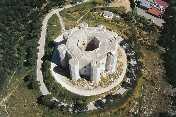 Italy, Apulia Region, Andria, Castel del Monte, aerial view