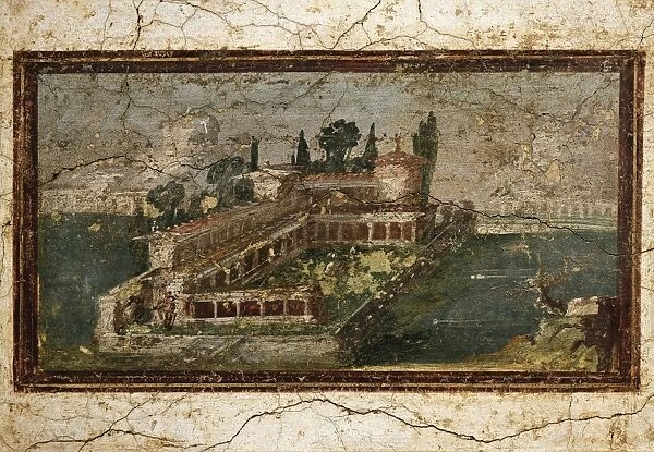 Italy, Castellammare di Stabia, Sight of a villa on the edge of the sea, Fresco