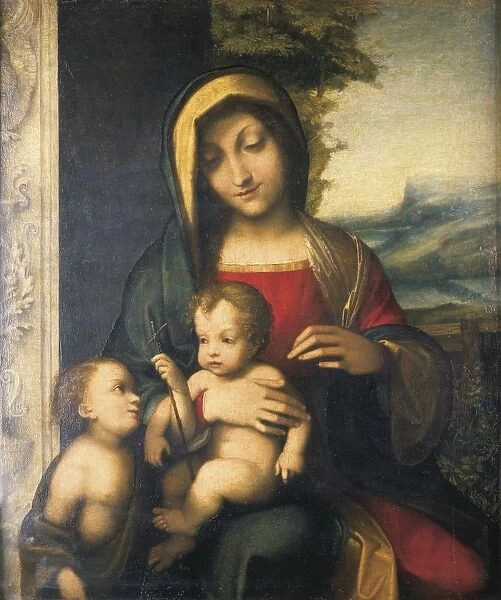 Italy, painting of Madonna and Child with the Infant Saint John