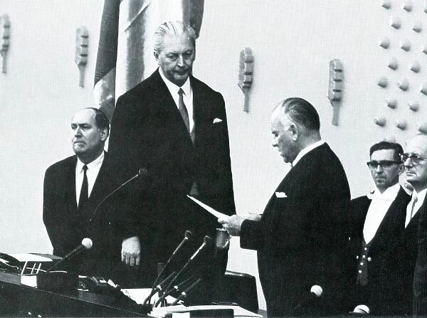 Kurt Georg Kiesinger (1904-1988) sworn in as West German Chancellor (1966-1969)