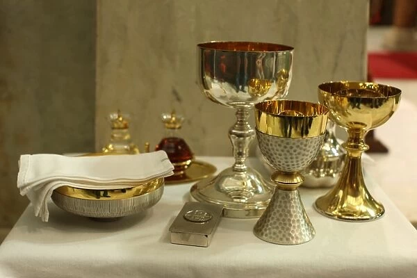 Liturgical vessels in a catholic church