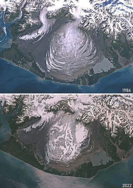 Malaspina Glacier, Alaska in 1986 and 2022