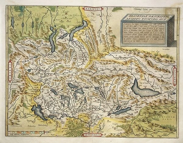 Map of Switzerland, from Theatrum Orbis Terrarum by Abraham Ortelius, 1528-1598, 1570