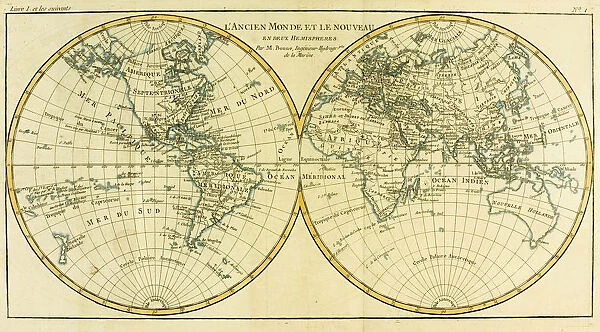Map of World circa. 1760. From Atlas de Toutes Les Parties Connues du Globe Terrestre