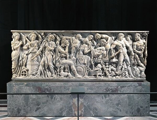 Marble sarcophagus with reliefs depicting Meleagers death, 180 a. d. circa