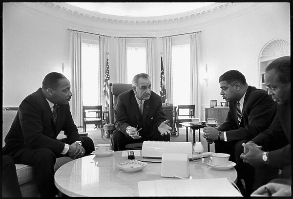 Martin L King Jr, L. Johnson and J. Abernathy