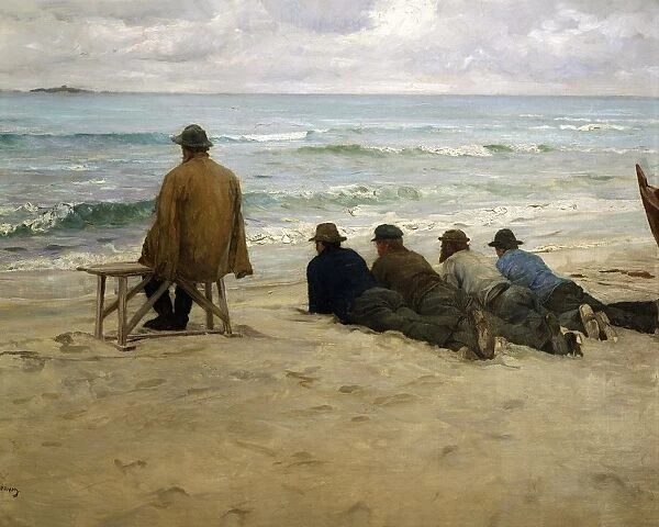 Norway, Bergen, painting of the rest on the beach