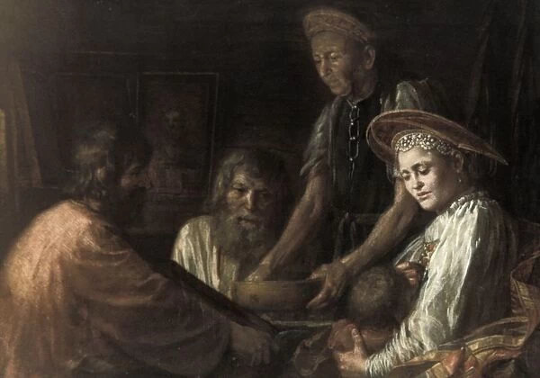 Peasants having dinner a painting by mikhail shibanov, 1774