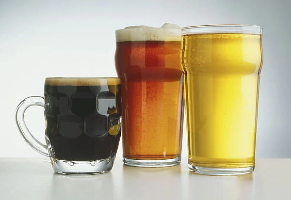 Pints of stout, bitter and lager