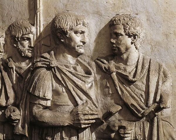 Plaster-cast from Trajans Column, detail, Trajan and General Sura