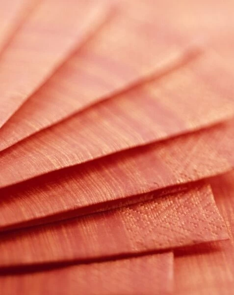 Red paper napkins fanned out
