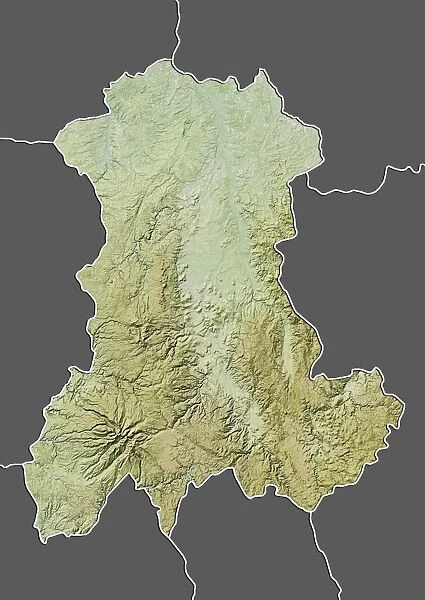 Region of Auvergne, France, Relief Map