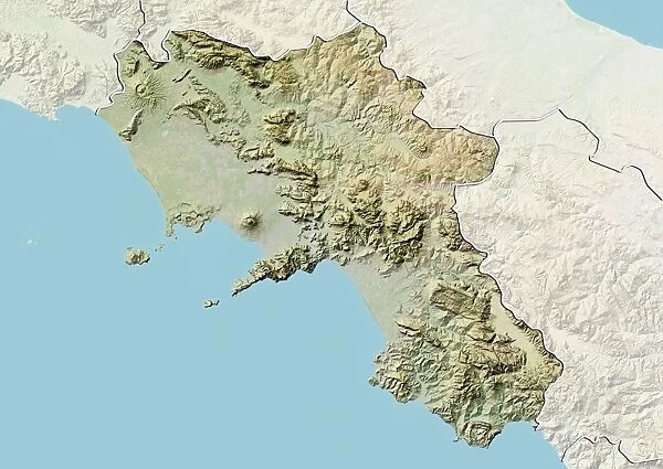Region of Campania, Italy, Relief Map