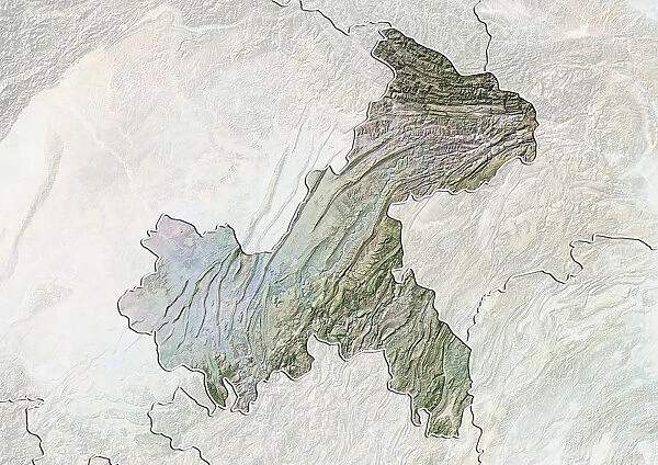 Region of Chongqing, China, Relief Map