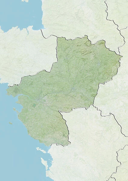 Region of Pays-de-la-Loire, France, Relief Map