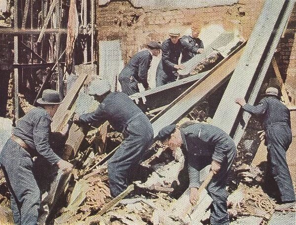 Rescue workers after air raid