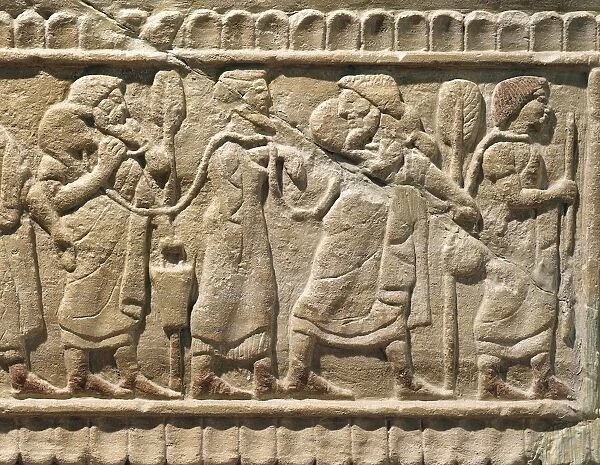 Sarcophagus depicting capture of prisoners, from necropolis of Sperandio, Perugia province, Italy