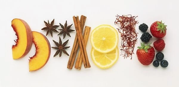 Selection of fruits and spices