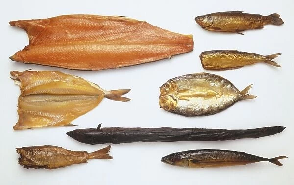 Selection of smoked fish, close up