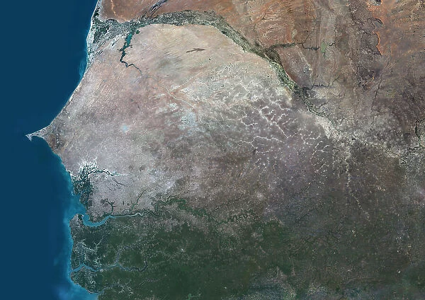 Senegal. Color satellite image of Senegal, Gambia and neighbouring countries