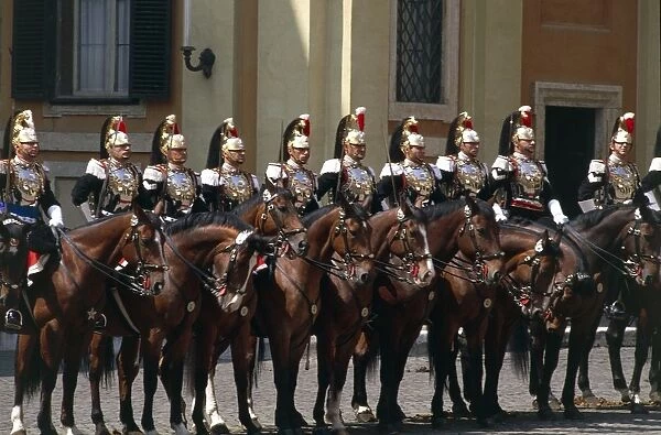 Soldiers on horseback at cuirassiers gala