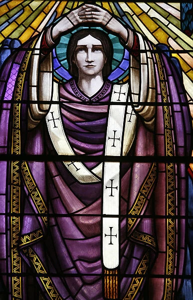 Stained glass in Saint-Pothin church : saint John