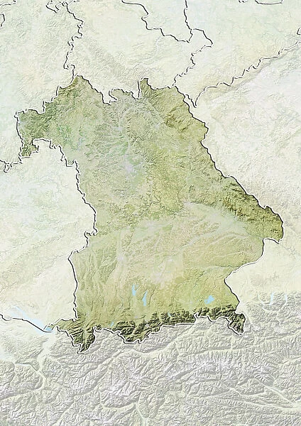 State of Bavaria, Germany, Relief Map